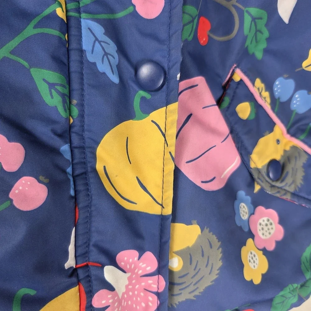 Mini Boden Woodland Print Fleece Lined Hooded Rain Jacket Girls 6-7Y 122cm